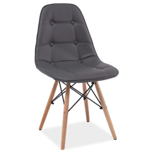 Jídelní čalouněná židle v šedé ekokůži na dřevěné konstrukci KN693