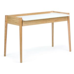 Bílý dubový pracovní stůl Woodman Feldbach 126x60 cm