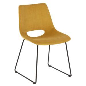 Hořčicově žlutá manšestrová jídelní židle LaForma Ziggy