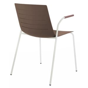 Židle Skinny 4 čokoládové podstava bílá s područkami