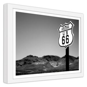 CARO Obraz v rámu - Arizona Us 66 70x50 cm Bílá