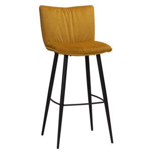 DAN-FORM Žlutá sametová barová židle DanForm Join 103 cm