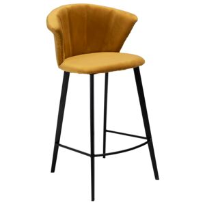 DAN-FORM Žlutá sametová barová židle DanForm Merge 90 cm