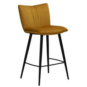 DAN-FORM Žlutá sametová barová židle DanForm Join 93 cm