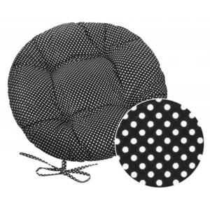 Bellatex kulatý prošívaný sedák na židle Adéla Černobílý puntík, 40cm
