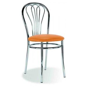 Kovová jídelní židle čalouněný sedák Vesna k olše oranžová - AL8