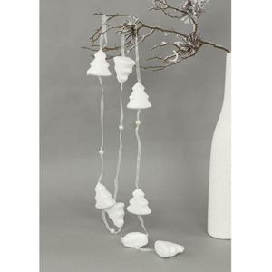 Autronic Girlanda - stromečky bílé s glitry 8 kusů, dekorační