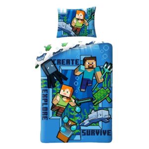 HALANTEX Povlečení Minecraft blue Bavlna, 140/200, 70/90 cm