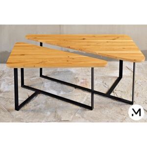 Majstrštych Konferenční stůl Šoupálek Typ a sukovitost dřeva: Dub rustikální (širší prkna) +500Kč, Barva kovových nohou: Černá mat - RAL 9005 (bez příplatku)