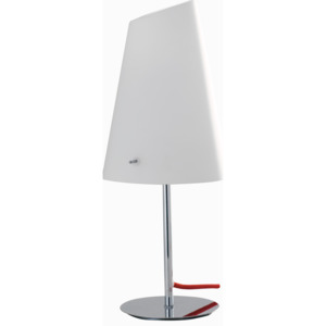 I-ERMES-L1 stolní lampa lesklý chrom 1xE27 bílé sklo a červený kabel