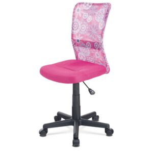 Kancelářská židle, růžová mesh, plastový kříž, síťovina černá - KA-2325 PINK