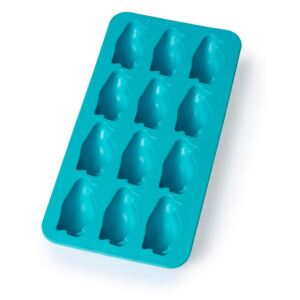 Modrá silikonová forma na led Lékué Penguin, 12 kostek