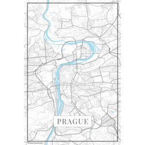 Mapa Praha white