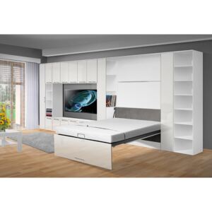 Obývací sestava s výklopnou postelí VS 4070P, 200x140cm odstín lamina - korpus: bílá, odstín dvířek: bílá lesk