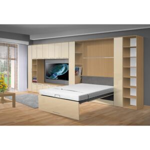 Obývací sestava s výklopnou postelí VS 4070P, 200x160cm odstín lamina - korpus: buk, odstín dvířek: béžová lesk