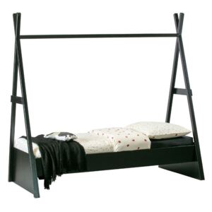 Hoorns Černá dřevěná jednolůžková postel Leone 80 x 200 cm