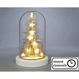 Vánoční svítící dekorace kopule - jeleni, 10 LED, teple bílá