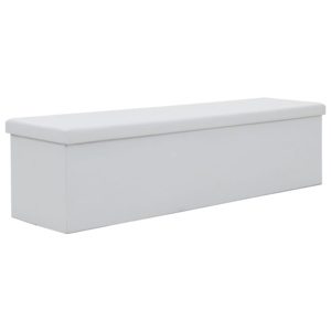 Skládací úložná lavice z umělé kůže 150 x 38 x 38 cm bílá