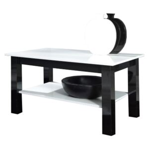 Konferenční stolek s policí T25 bílý Černý lesk