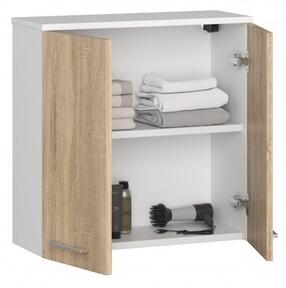 Koupelnová závěsná skříňka FIN W60 2D-bílá/sonoma