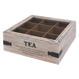 Harasim Dřevěná krabička na čaj - 9 přihrádek