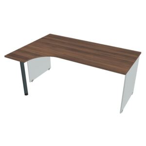 Stůl ergo pravý 180*120 cm - Hobis Gate GE 1800 P Dekor stolové desky: ořech, Dekor lamino podnože: šedá, Barva nohy: černá