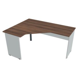 Stůl ergo pravý 160*120 cm - Hobis Gate GEV 60 P Dekor stolové desky: ořech, Dekor lamino podnože: šedá, Barva nohy: černá
