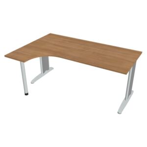 Stůl ergo oblouk pravý 180×120/80 cm - Hobis Flex FE 1800 P Dekor stolové desky: višeň, Barva nohou: Stříbrná