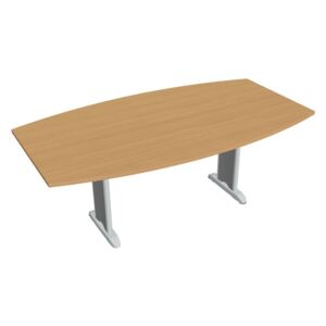Stůl jednací sud 200 cm - Hobis Flex FJ 200 Dekor stolové desky: buk, Barva nohou: Stříbrná