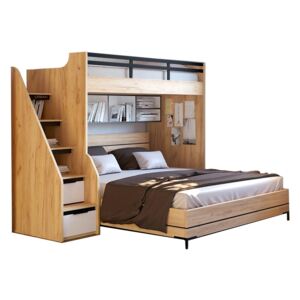 Patrová postel Trendy 90x200cm-180x200cm - dub zlatý/bílá