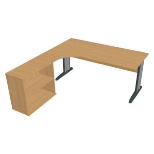 Sestava stolu a skříně pravá 180 cm - Hobis Cross CE 1800 H P Dekor stolové desky: buk, Dekor lamino podnože: buk, Barva nohou: černá