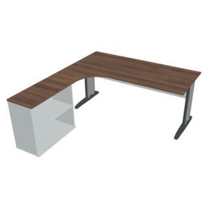 Sestava stolu a skříně pravá 180 cm - Hobis Cross CE 1800 H P Dekor stolové desky: ořech, Dekor lamino podnože: šedá, Barva nohou: černá