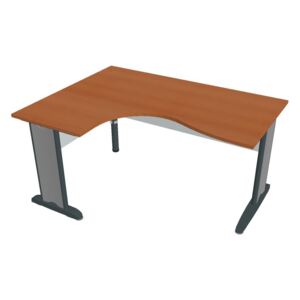 Stůl ergo vlna pravý 160×120/80 cm - Hobis Cross CE 2005 P Dekor stolové desky: třešeň, Dekor lamino podnože: šedá, Barva nohou: černá