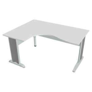 Stůl ergo vlna pravý 160×120/80 cm - Hobis Cross CE 2005 P Dekor stolové desky: bílá, Dekor lamino podnože: šedá, Barva nohou: Stříbrná