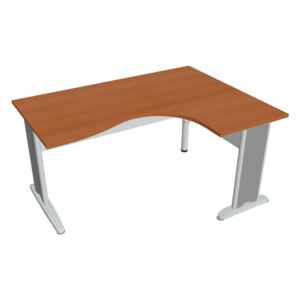 Stůl ergo vlna levý 160×120/80 cm - Hobis Cross CE 2005 L Dekor stolové desky: třešeň, Dekor lamino podnože: šedá, Barva nohou: Stříbrná