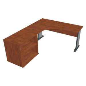 Sestava stolu a skříně pravá 160 cm - Hobis Cross CE 60 H P Dekor stolové desky: calvados, Dekor lamino podnože: calvados, Barva nohou: černá