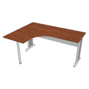 Stůl ergo oblouk pravý 160×120/60 cm - Hobis Cross CE 60 P Dekor stolové desky: calvados, Dekor lamino podnože: šedá, Barva nohou: Stříbrná
