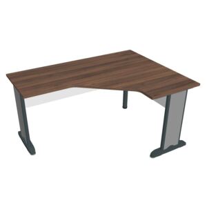 Stůl ergo lomený levý 160×120/60 cm - Hobis Cross CEV 60 L Dekor stolové desky: ořech, Dekor lamino podnože: bílá, Barva nohou: černá