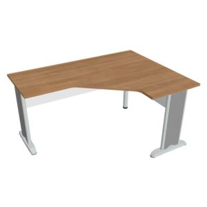 Stůl ergo lomený levý 160×120/60 cm - Hobis Cross CEV 60 L Dekor stolové desky: višeň, Dekor lamino podnože: bílá, Barva nohou: Stříbrná