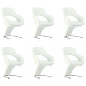 Jídelní židle 6 ks umělá kůže / chrom Dekorhome Bílá