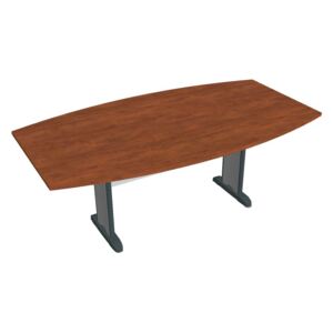 Stůl jednací sud 200 cm - Hobis Cross CJ 200 Dekor stolové desky: calvados, Dekor lamino podnože: šedá, Barva nohou: černá