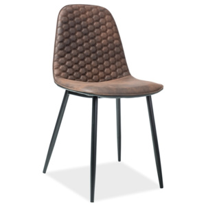 Jídelní čalouněná židle v hnědé barvě s kovovou konstrukcí typ D KN399