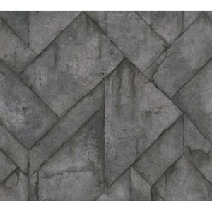 37741-2 tapety na zeď Industrial | 0,53 x 10,05 m | černá, šedá, metalická