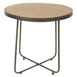 Černý kovový retro stůl s patinou - Ø 61*56 cm