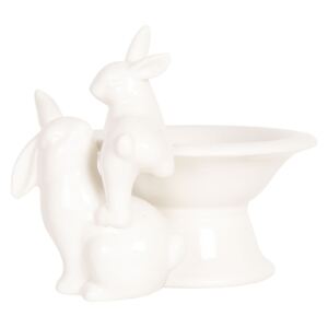Porcelánová bílá miska s králíky - 18*14*12 cm