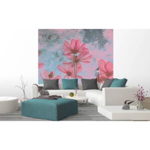 MS-3-0362 Vliesová fototapeta Abstrakt růžové květy | 225 x 250 cm