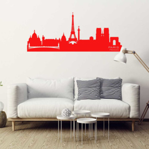 GLIX Panorama Paříž - samolepka na zeď Červená 120 x 50 cm