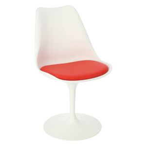 Židle Tulip Basic bílá/červený polštářek