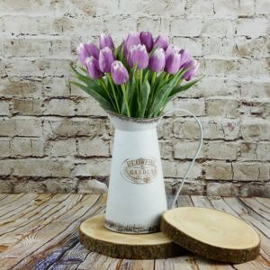 Umělý tulipán fialovo- bílý- 43 cm, č. 18