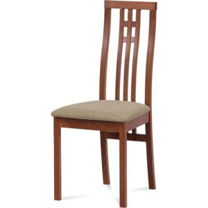 Jídelní židle, masiv buk, barva třešeň, látkový béžový potah BC-2482 TR3 Art